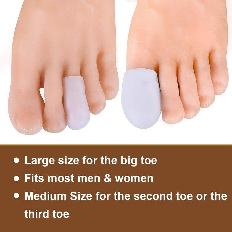 [Australia] - Welnove 10 Pack Big Toe Caps Gel Toe Protectors - Cushions to Protect The Big Toe and Prevent Blister, Callus & Corn, Relief from Missing or Ingrown Toenails 10 Large(white) 