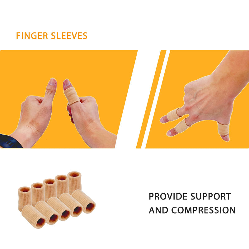 [Australia] - Finger Sleeves , Thumb Splint Brace For Finger Support, Breathable Elastic Finger tape, Compression pression Protector For Reliving Pain, Triggger Finger, Compression Aid For Sports, 10PCS (Beige) Beige 
