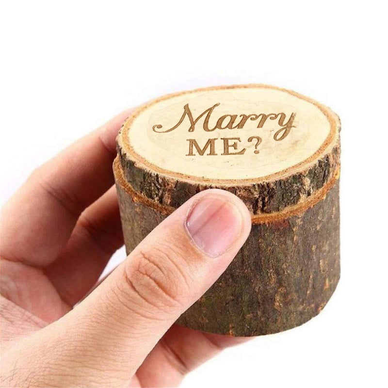 [Australia] - Engraved Proposal Wedding Ring Box, Real Wood Engagement Ring Box, Wedding Ring Bearer, Gift Box for Necklaces, Rings, Rustic Ring Box, Proposal Box (Marry Me) 