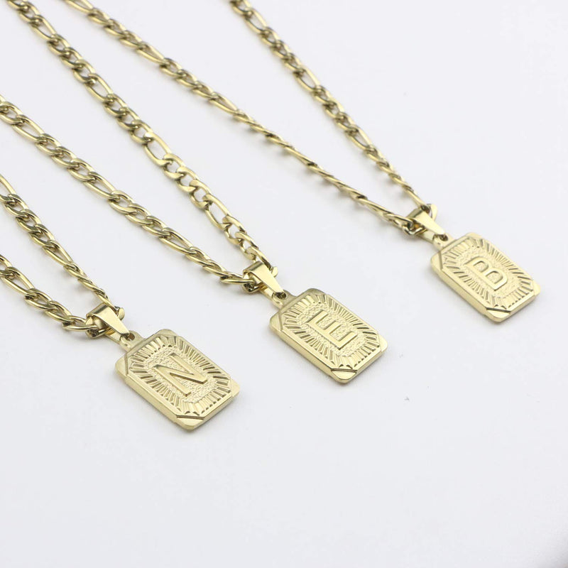 [Australia] - Joycuff Initial Necklaces for Women Men Square Letter Pendant Personalized Handmade 26 Alphabets from A-Z Simple Unique 18K Gold Plated Stainless Steel Jewelry 18.0 Inches 