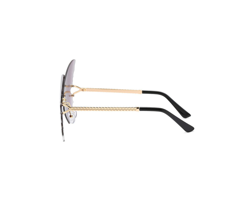 [Australia] - Fashion Butterfly Rimless Sunglasses for Women Vintage Metal Frame Eyewear UV Protection Grey Blue 