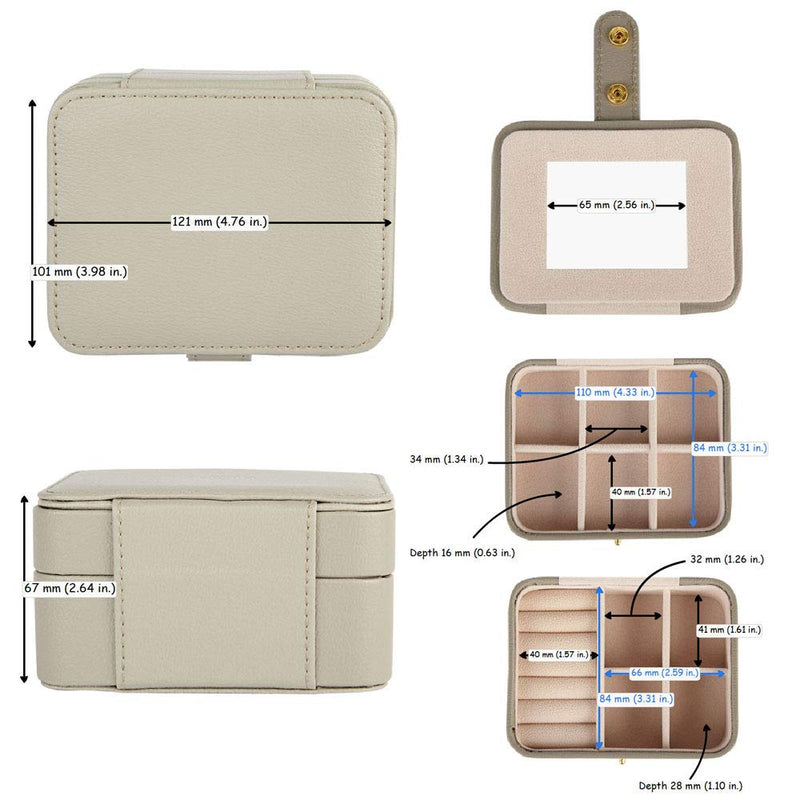 [Australia] - Equuleus Small Travel Jewelry Box Organizer (Taupe Gray) Portable Jewelry, Earring Holder and Ring Storage Case for Travel with Premium Velvet Lining Taupe Gray 
