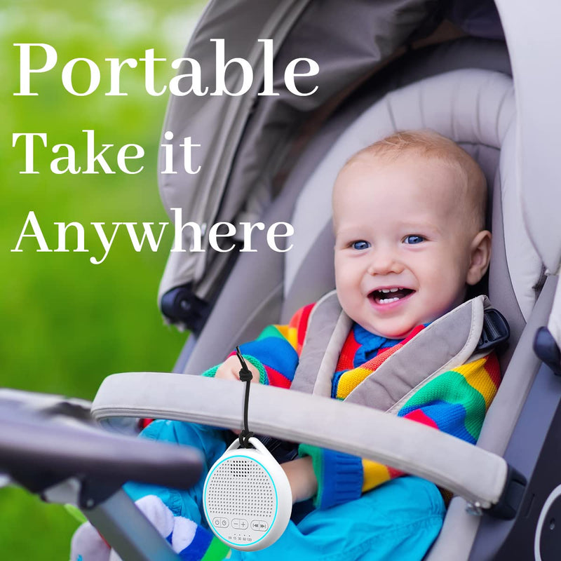 [Australia] - Fourair White Noise Sound Machine with 25 Soothing Sounds Powered by USB or Battery Portable Lanyard for Travel 32 Volume Levels 5 Timers and Memory Function for Baby Kids Adults Sleeping (White) 