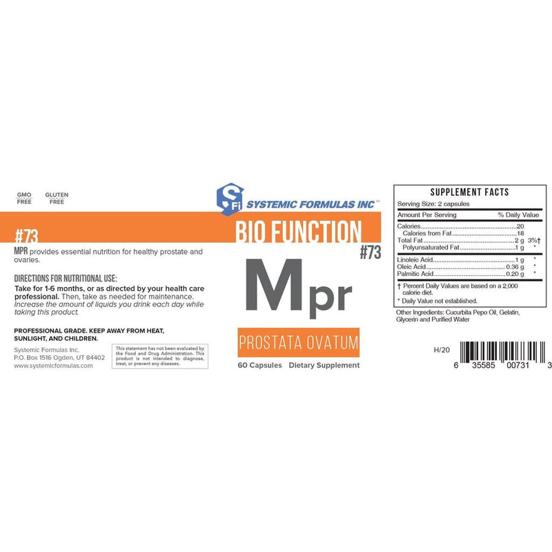 [Australia] - Systemic Formulas Mpr – Prostata Ovatum 60 Capsules Bio Function #73. Supports Male and Female reproductive Glands. 