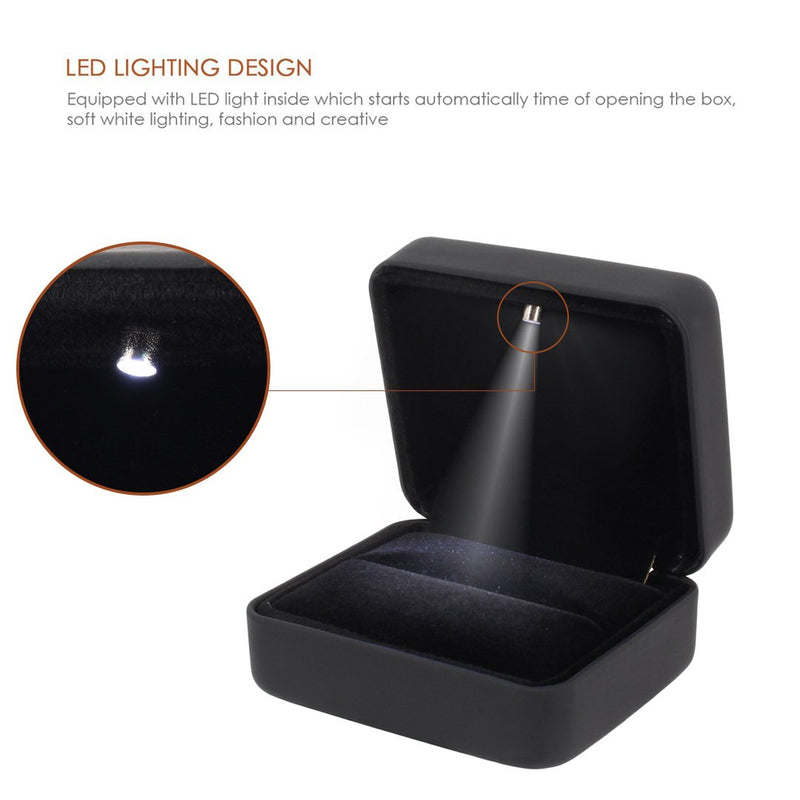[Australia] - Naimo Black Lighted up LED Engagement Proposal Jewelry Ring Box 