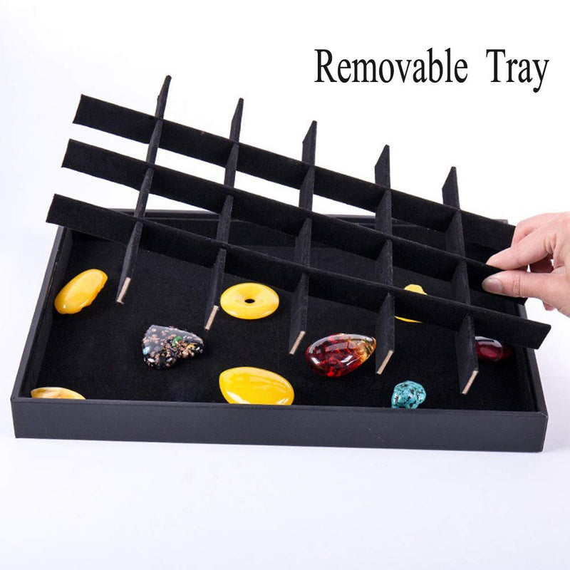 [Australia] - HongYunLA Black Velvet Stackable 24 Grid Jewelry Organizer Tray Removable Earring Necklace Bracelet Ring Organizer Storage Display Trays Jewelry Case Storage Showcase in Drawer 24 Grids 