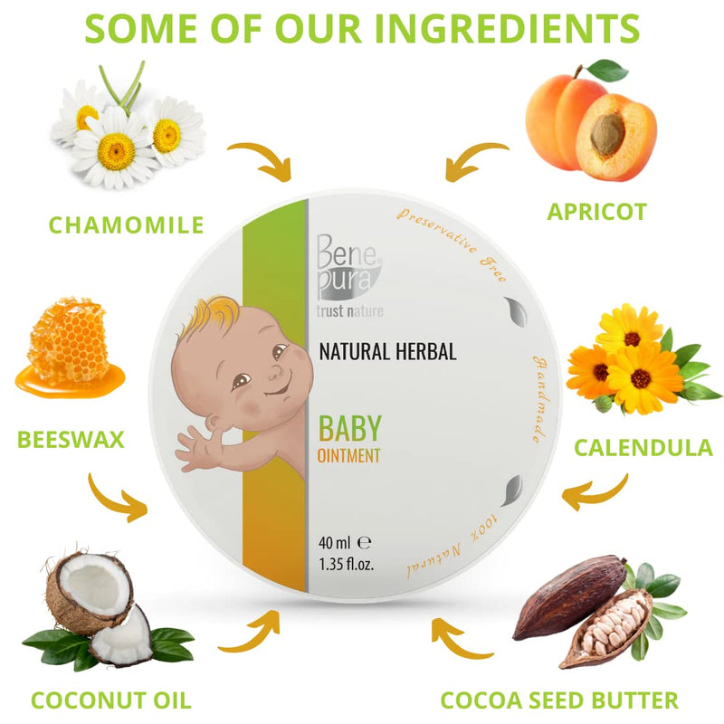 [Australia] - BenePura Nappy Rash Ointment - Baby Nappy Cream - Natural Nappy Rash Cream for Babies with Calendula and Chamomile - Barrier Cream Baby Cream - Calms, Protects and Nourishes - Baby Moisturiser - 40 ml 