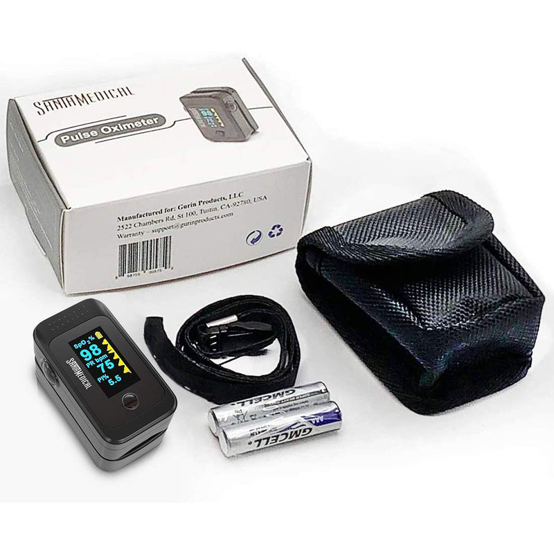 [Australia] - Santamedical Dual Color OLED Pulse Oximeter Fingertip, Blood Oxygen Saturation Monitor (SpO2) with Case, Batteries and Lanyard 
