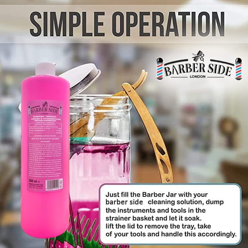 [Australia] - Barber Side London Disinfectant Solution for Salon Barbicide Jars, Medical, Athletics-Girmicide Solution 500ml (Pink) 