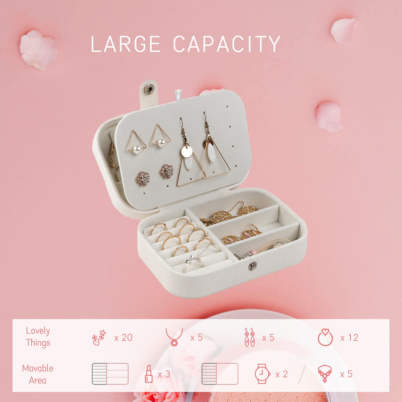 [Australia] - KOKOFAN Travel Jewelry Organizer Box, Travel Jewelry Case for Women and Girls, 2 Layers Organizer Display Storage for Rings Earrings Necklace Bracelets All in One Portable Small Jewelry Box Glitter White 