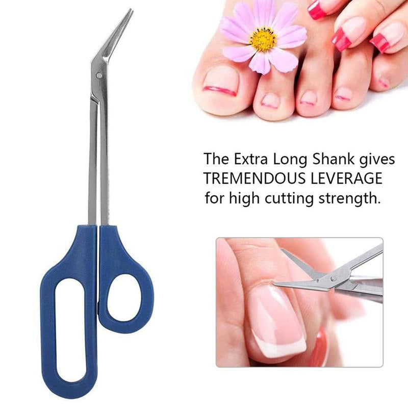 [Australia] - Long Handled Nail Scissors Clippers, Cuticle Pushers Perfect for Thick Toe Nails Easy Reach Handle Unique Design Ergonomic Ingrown Toenail File 