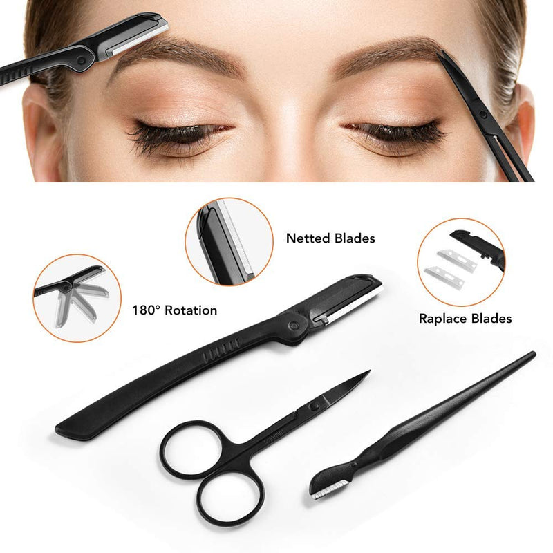 [Australia] - Eyebrow Razor, Eyebrow Kit, Multipurpose Exfoliating Dermaplaning Tool Face Razors for Women Girl, Eyebrow Grooming Set (9 in 1) 9 in 1 