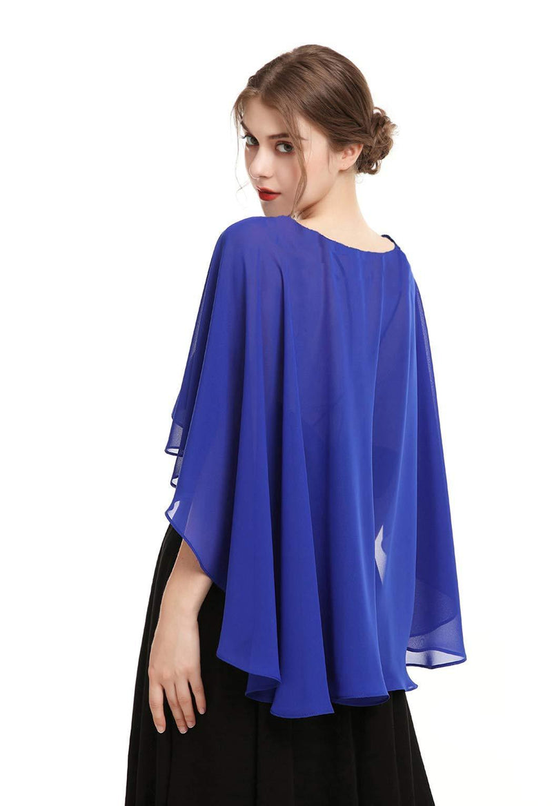 [Australia] - Hotshawl Capelets for women Chiffon Cape Shawls and Wraps for Evening Dress Wedding Capes Cover Up Royal Blue 