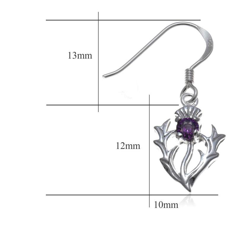 [Australia] - Sterling Silver Amethyst Thistle Earrings 