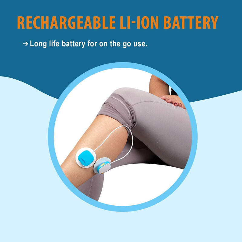 [Australia] - JumpStim TENS Muscle Massager Double Pad Electrode Stimulator – Rechargeable, Portable, Wearable Adhesive 5 Speed Massage Relief Therapy Device for Back Pain, Neck Strain, Achy Feet, Sports Injury 