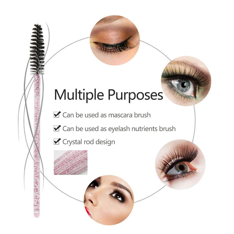 [Australia] - 300 Pack Mascara Wands Disposable Eye Lash Brushes for Eyelash Extensions Tool Makeup Applicator Kit, Crystal Rose/Black Crystal Rose-Black 