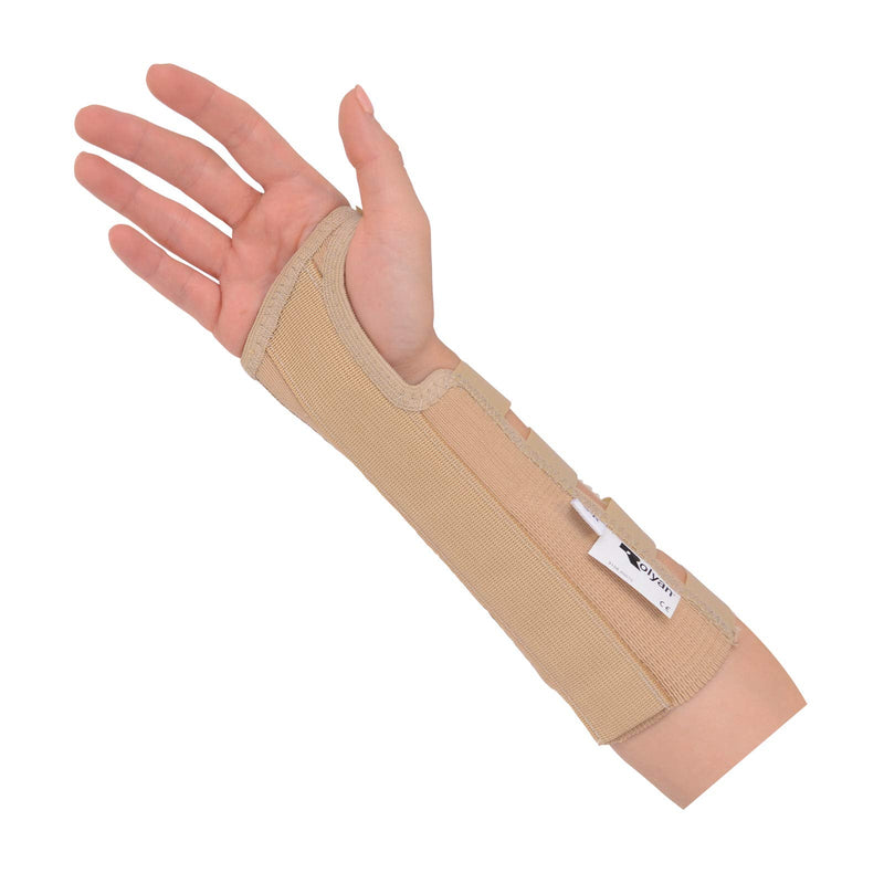 [Australia] - Rolyan - 84137 AlignRite Wrist Support Without Strap, Long Length, Left, Medium, Comfortable Stabilization & Support Brace, Ergonomic Thumb Opening for Full Finger Range of Motion, Breathable & Comfy 