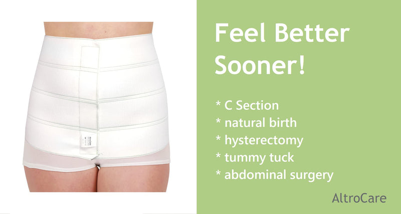 [Australia] - AltroCare 4 Panel, 12" high, Plus Size Postpartum Abdominal Binder, Fits 30" to 45" Waist S/M (30" to 45") 