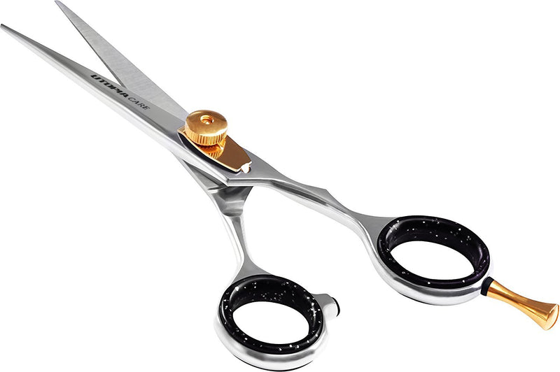 [Australia] - Professional Barber Hair Cutting Scissors/Shears (6.5 Inches) with Fine Adjustable Tension Screw and Detachable Finger Rest - Silver 