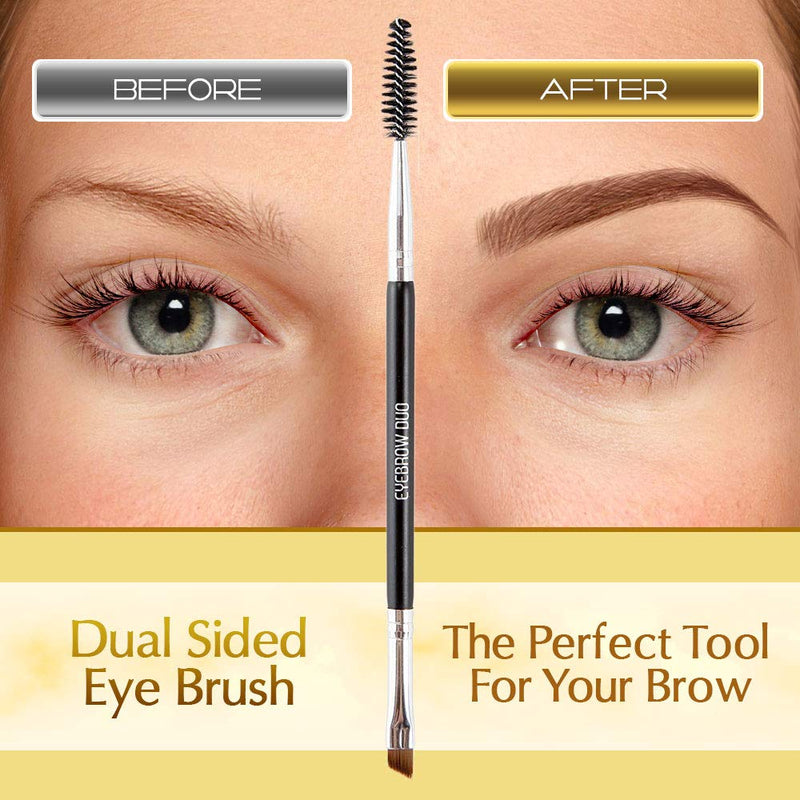 [Australia] - Duo Eyebrow Brush by Keshima - Premium Quality Angled Eye Brow Brush and Spoolie Brush 