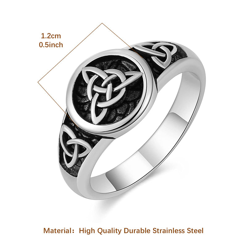 [Australia] - HZMAN Triquetra Trinity Knot Stainless Steel Irish Celtic Knot Ring Size（7-13） Silver 7 