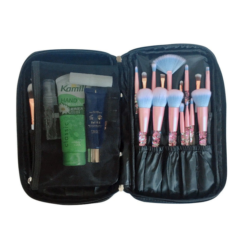 [Australia] - ONEGenug Makeup Brushes Organizer Bag Cosmetic Tools Handbag Beauty Case with Belt Strap Holder 