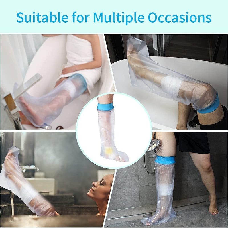 [Australia] - EVERCRYO Waterproof Adult Short Leg Cast Cover for Shower, Bath - Reusable Cast and Bandage Protector - Watertight Protection for Broken Short Leg, Ankle, Foot (Blue) 