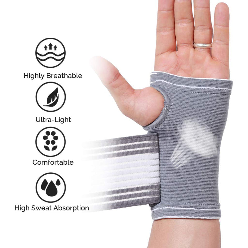 [Australia] - NeoTech Care Hand Palm Wrist Support, Gray (Size L, 1 Unit) Large (Pack of 1) 