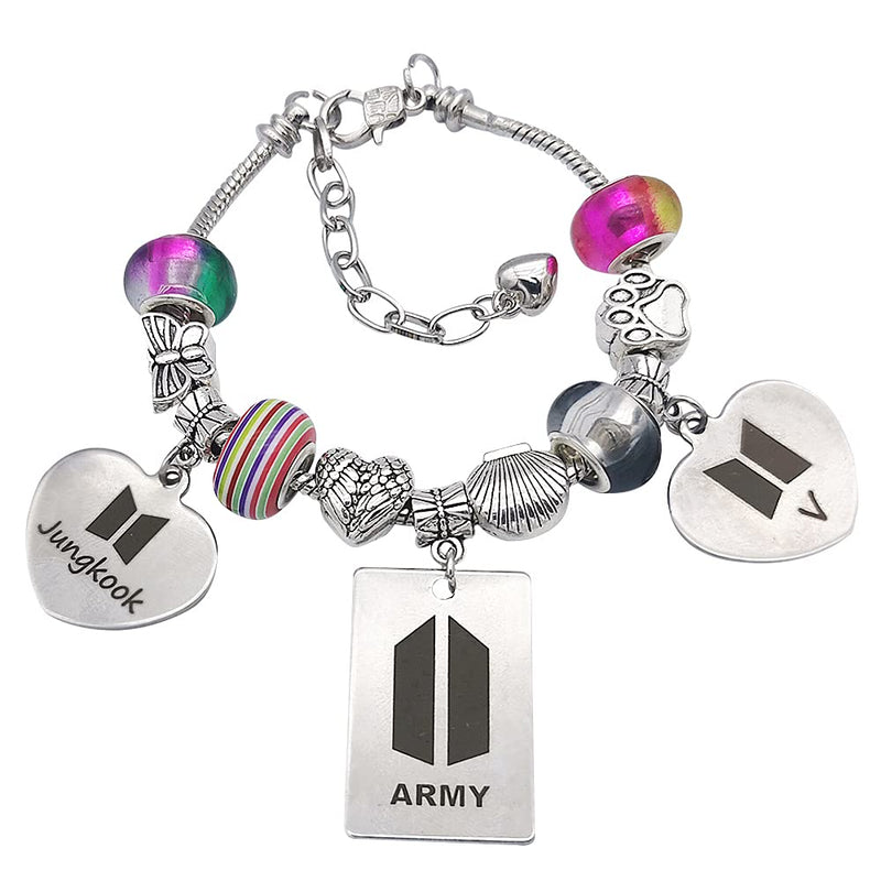 [Australia] - Kpop BTS Merchandise Charm Bracelet Making Kit, 34 Pcs DIY Bracelets Kit with Beads for Army Gifts 