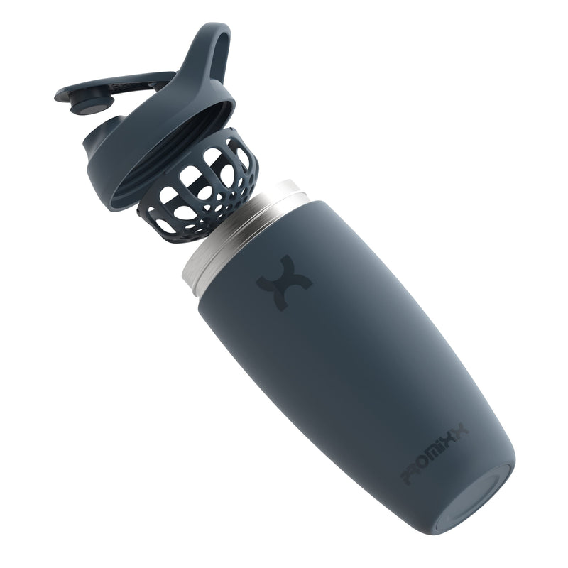 [Australia] - Promixx Pursuit Shaker Bottle Insulated Stainless Steel Water Bottle and Blender Cup, 550ml, Midnight Blue 