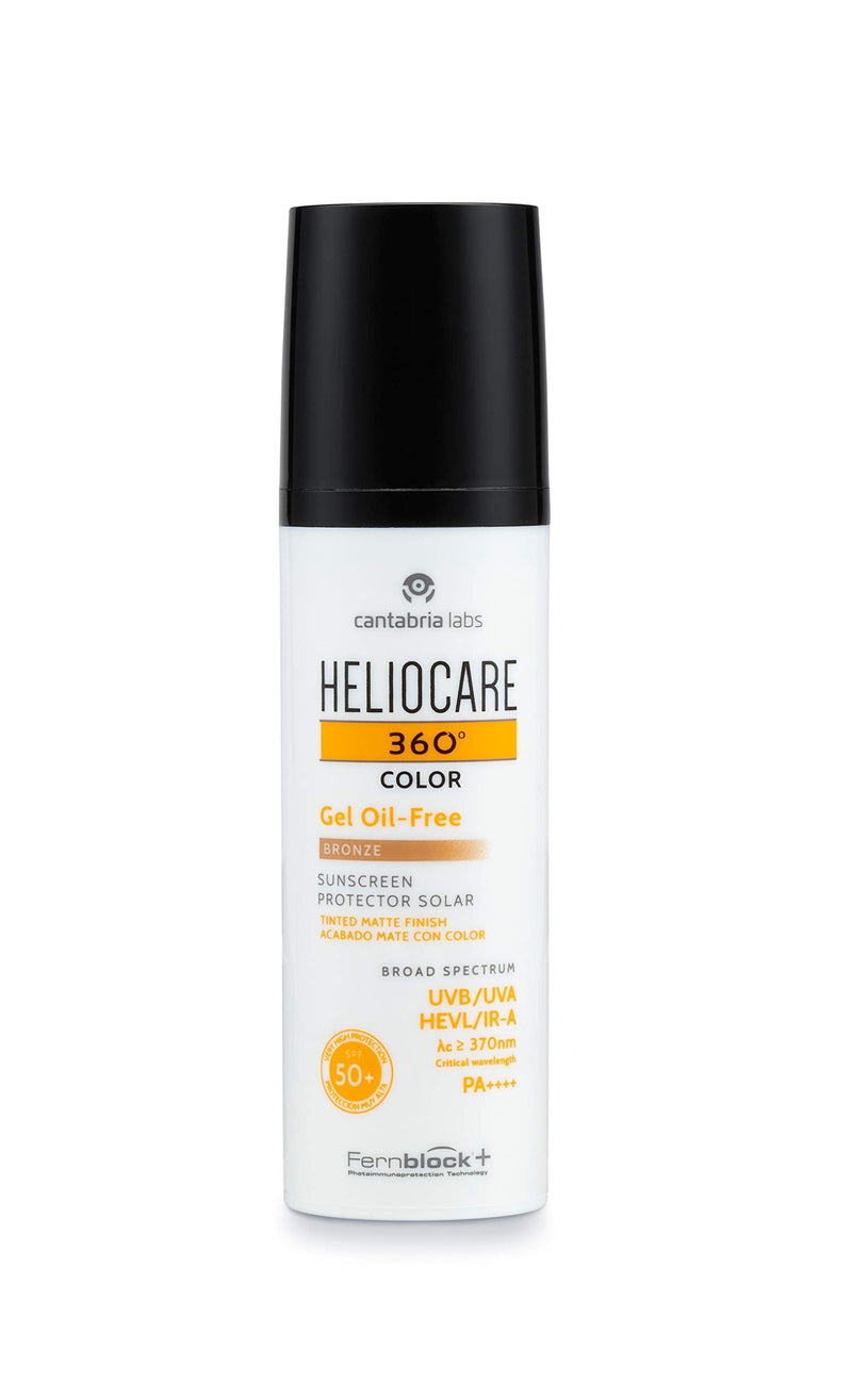 [Australia] - Heliocare 360 Colour Gel Oil-Free Bronze SPF50+ 50ml / Sunscreen For Face/Daily UVA UVB Visible Light Infrared-A Anti-Ageing Sun Protection/Matte Foundation Coverage 