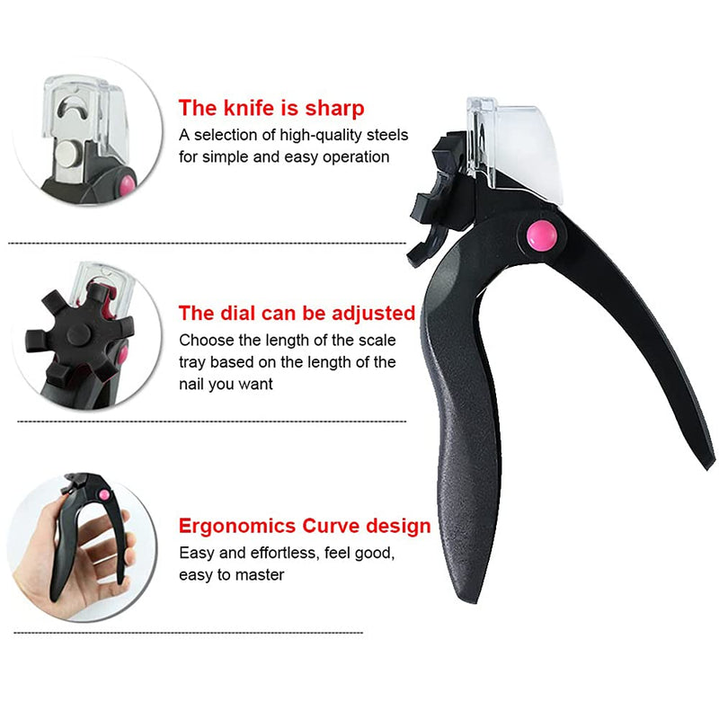 [Australia] - JZF Acrylic Nail Clipper, Professional Adjustable Stainless Steel Artificial Nail Clipper, Gel False Nails Tips Cutter for Nail Art Manicure Tool (Black) Black 