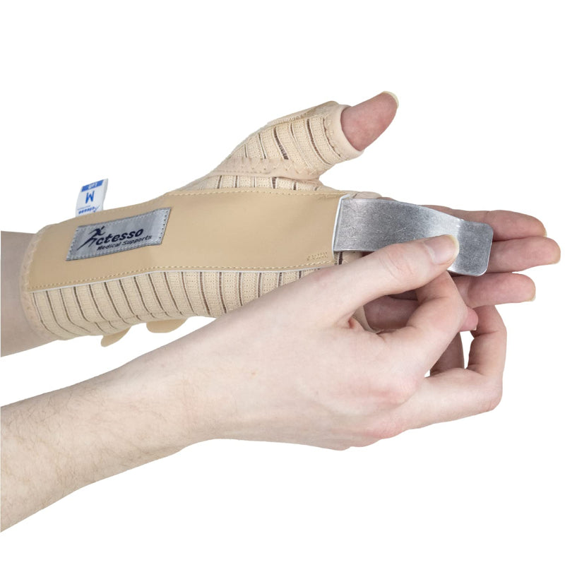 [Australia] - Actesso Breathable Wrist Thumb Support Splint - Relief for Wrist & Thumb Injuries, Scaphoid Fractures and Sprains (L, Right Hand, Beige) L (Pack of 1) 