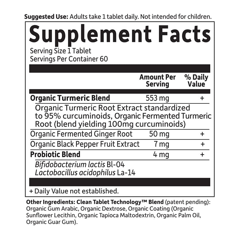 [Australia] - Garden of Life mykind Organics Extra Strength Turmeric Inflammatory Response 60 Tablets-100mg Curcumin (95% Curcuminoids) Black Pepper, Probiotics, Organic Non-GMO Vegan Gluten Free Herbal Supplement 60 Count (Pack of 1) 