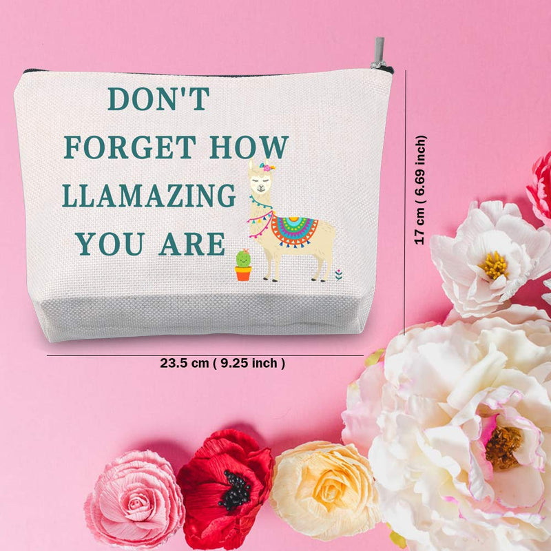 [Australia] - TSOTMO Llama Gift Never Forget How Llamazing You are Novelty Gift Alpaca Makeup Bag for Women Girls Cosmetic Bags Gifts Animal Lover Gift (LLAMAZING) 