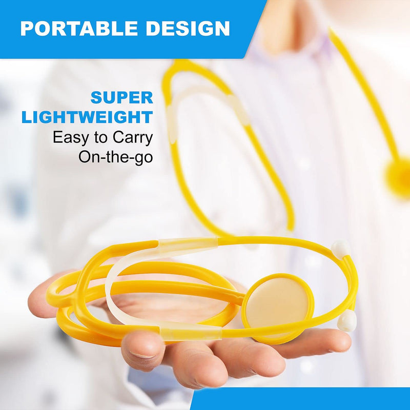 [Australia] - Primacare DS-9294 Pack of 10 Yellow Disposable Stethoscopes with Sound Sensitive Chestpiece and 22” PVC Tubing | Single Patient Use Ultra Lightweight Stethoscope for Home, Education, Doctors, Nurses 