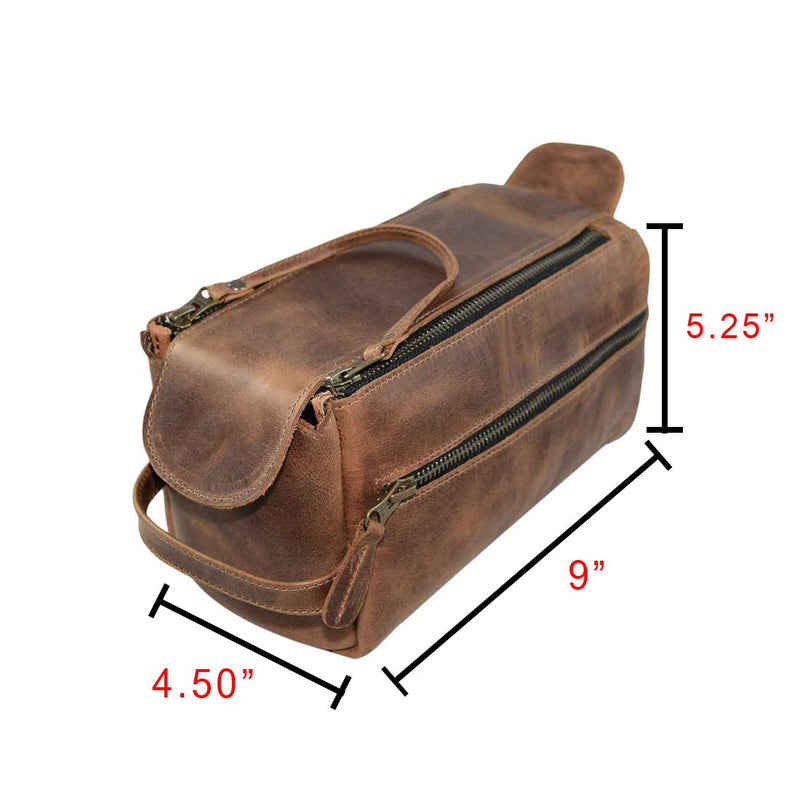 [Australia] - Hide & Drink, Leather Toiletry Bag w/ Handles, Hygiene Organizer, Travel Dopp, Bathroom, Shaving, Storage, Travel & Grooming Essentials, Handmade Includes 101 Year Warranty :: Bourbon Brown 