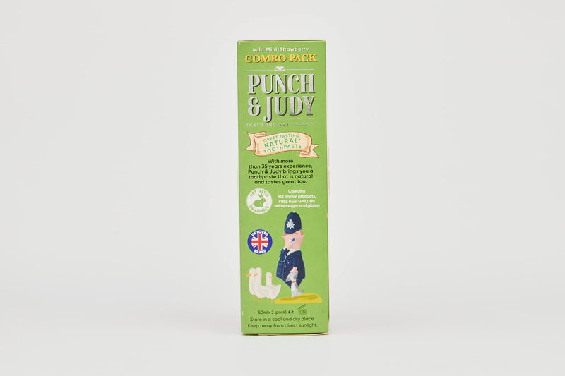[Australia] - Punch and Judy Kids Natural Toothpaste Mixed Twin-Pack (Natural Mint and Natural Strawberry), 6+ Months, 2 x 50ml 