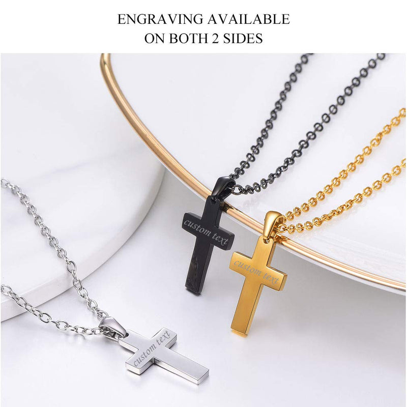 [Australia] - PROSTEEL Cross Necklace for Men Women, 316L Stainless Steel，Gold/Silver/Black/Rose Gold/Blue Tone, Hypoallergenic, Two Sizes, Come Gift Box Silver-Small 01 stainless steel-non engraving 