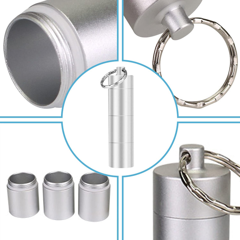 [Australia] - 2 Pieces Aluminum Pill Box Portable Pill Organiser 3 Compartment Metal Pill Cases Pocket Pill Boxes Travel Pill Holder Daily Pill Container with Tiny Spoon (Silver) 
