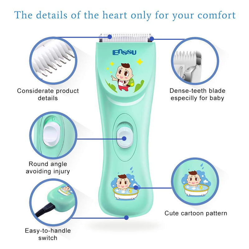 [Australia] - ENSSU Electronic Baby Hair Clipper, Waterproof Kids Quiet Hair Trimmer with 2 Guide Combs, Cordless Children's Hair Trimmer with Safe Ceramic Blades Standard Version 