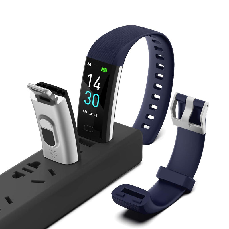 [Australia] - ENGERWALL Fitness Tracker with Step Counter /Calories /Stopwatch, Activity Tracker with Heart Rate Monitor, IP68, Health Tracker with Sleep Tracker, Smartwatch, Pedometer Watch for Women Men Kids Dark Blue 
