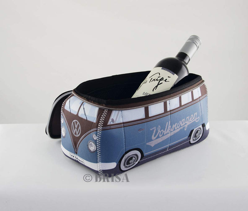 [Australia] - BRISA VW Collection - Volkswagen Samba Bus T1 Camper Van 3D Neoprene Universal Bag - Makeup, Travel, Cosmetic Bag (Neoprene/Petrol/Brown) 