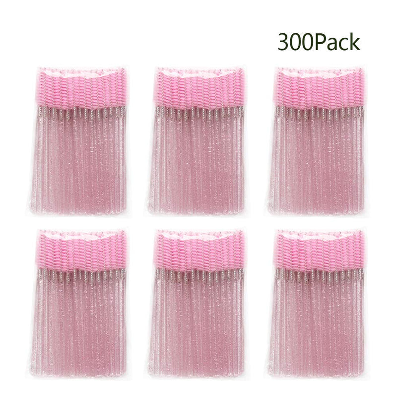 [Australia] - 300 Pack Mascara Wands Disposable Bulk Eyelash Extension Tool Lash Brushes Makeup Applicator Kit, Crystal Light Pink Handle - Pink Brush Head Crystal Light Pink-Pink 