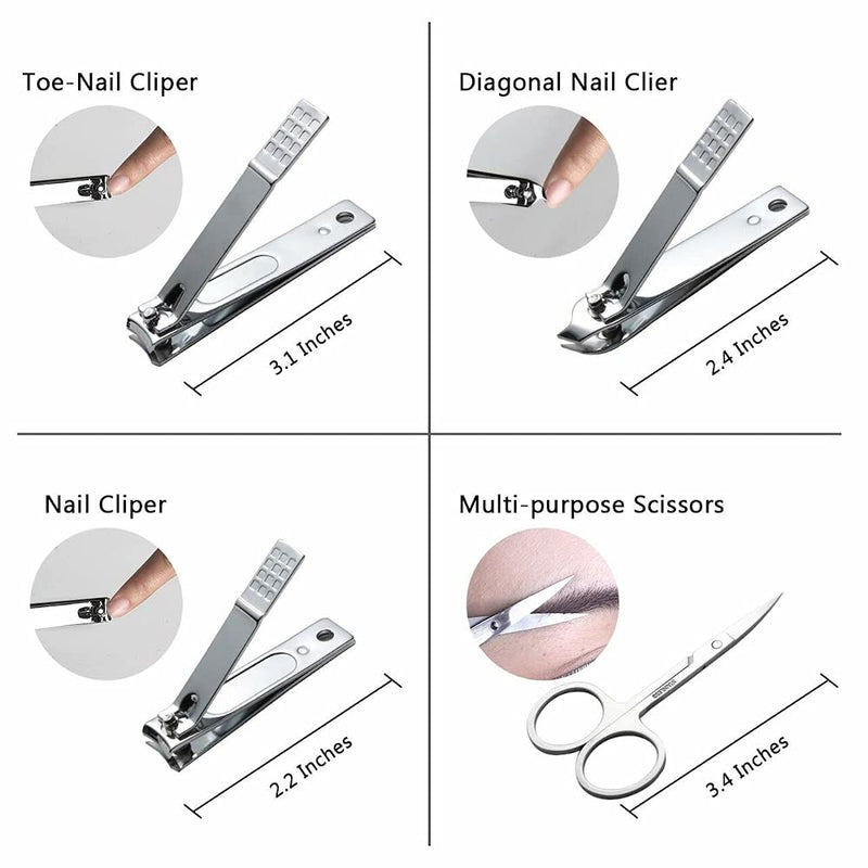 [Australia] - ROHANS 12 Pc Nail Clippers Manicure Set Grooming Kit for Thick Nails Cuticle Remover Toe Nail Toenail Care Cutter Pedicure Travel Tool Kit Set Men Women 