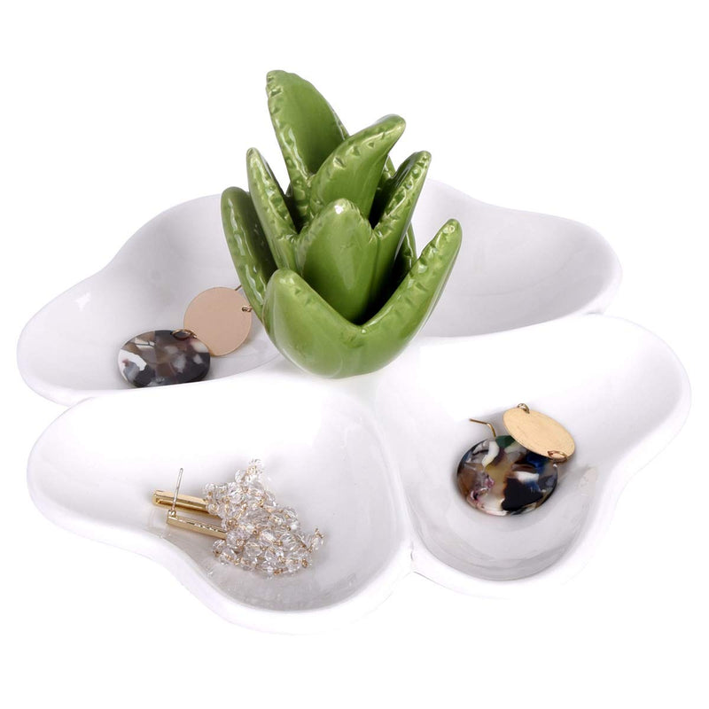 [Australia] - Autoark St. Patrick's Day Aloe Ring Holder Four-Leaf Clover Jewelry Tray,Home Decor Accent,Wedding Birthday Christmas Gifts,AJ-803 