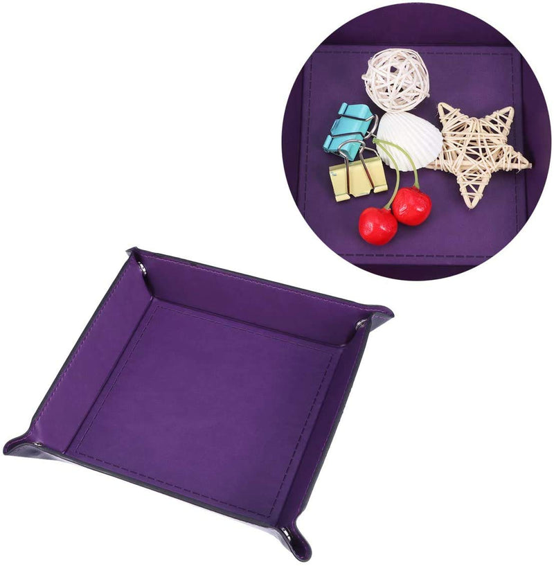 [Australia] - Avecell Valet Tray Desktop Storage Organizer, PU Leather Watch Box Wallet Coin Change Key Catchall Tray (Purple) 