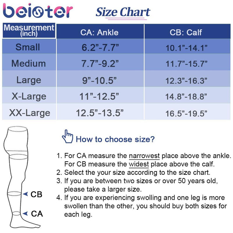 [Australia] - Beister 20-30 mmHg Knee High Compression Socks for Women Men Calf Varicose Veins Large (Pack of 1) Black 