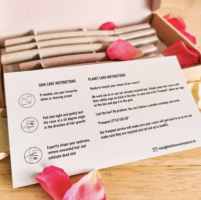 [Australia] - The Little Eco Company Dermaplaning Blades for Face| FREEPOST Recycling Service| 6 pack 2 sizes| Biodegradable Wheat Straw Eyebrow Razor| Face Razor for Women| Peach Fuzz Remover| Facial Hair Remover 