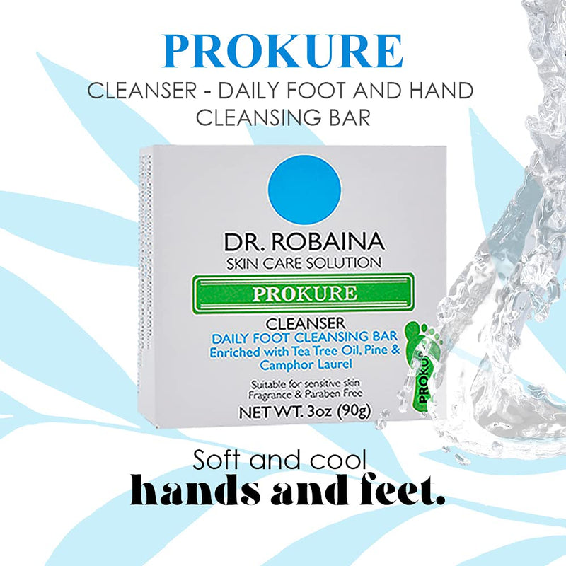 [Australia] - Dr. Robaina Skin Care Solution PROKURE Cleanser Daily Foot and Hand Cleansing Bar for People Prone to Nail Fungus, Athlete’s Foot and Other Foot and Hand Dermatitis 3 oz (90g) 